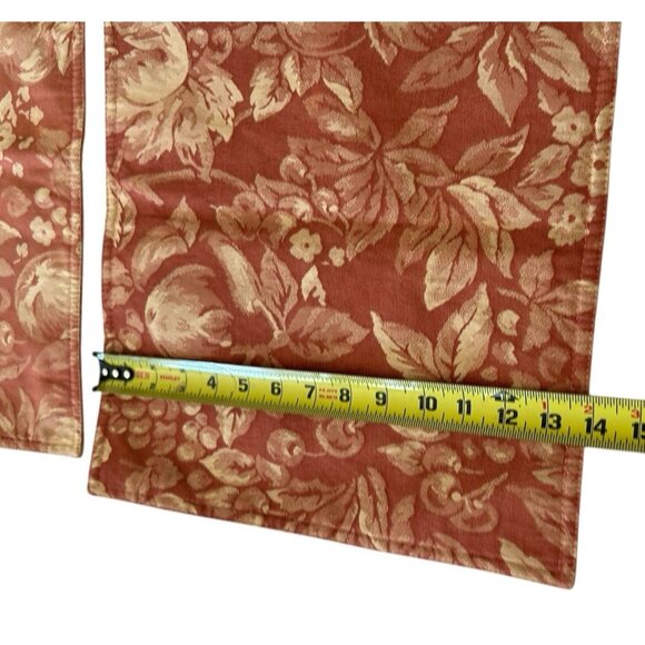 Vintage Fall Leaves Damask Muted Rust Gold Fabric Placemat Set of 4 India 20x 14 - Picture 4 of 6